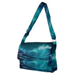 Tsunami Waves Ocean Sea Nautical Nature Water Full Print Messenger Bag (m)