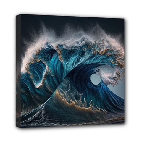 Tsunami Waves Ocean Sea Water Rough Seas 7 Mini Canvas 8  X 8  (stretched) by Ravend