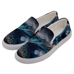 Tsunami Waves Ocean Sea Water Rough Seas 7 Men s Canvas Slip Ons