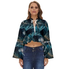 Tsunami Waves Ocean Sea Water Rough Seas 7 Boho Long Bell Sleeve Top