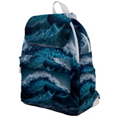 Tsunami Waves Ocean Sea Water Rough Seas 6 Top Flap Backpack by Ravend