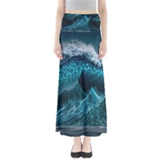 Tsunami Waves Ocean Sea Water Rough Seas 6 Full Length Maxi Skirt by Ravend