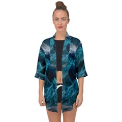 Tsunami Waves Ocean Sea Water Rough Seas 6 Open Front Chiffon Kimono