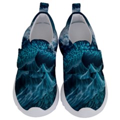 Tsunami Waves Ocean Sea Water Rough Seas 6 Kids  Velcro No Lace Shoes by Ravend