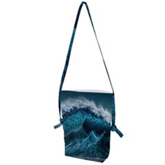 Tsunami Waves Ocean Sea Water Rough Seas 6 Folding Shoulder Bag by Ravend
