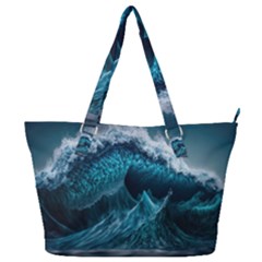 Tsunami Waves Ocean Sea Water Rough Seas 6 Full Print Shoulder Bag by Ravend