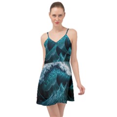 Tsunami Waves Ocean Sea Water Rough Seas 6 Summer Time Chiffon Dress