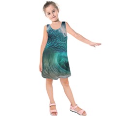 Tsunami Waves Ocean Sea Water Rough Seas 2 Kids  Sleeveless Dress