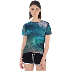 Tsunami Waves Ocean Sea Water Rough Seas 2 Open Back Sport Tee