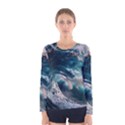 Tsunami Waves Ocean Sea Water Rough Seas 5 Women s Long Sleeve Tee View1