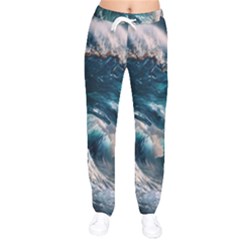 Tsunami Waves Ocean Sea Water Rough Seas 5 Women Velvet Drawstring Pants