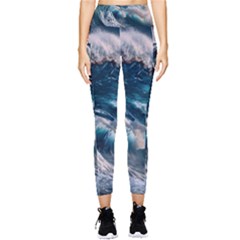 Tsunami Waves Ocean Sea Water Rough Seas 5 Pocket Leggings  by Ravend