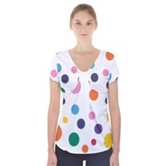 Polka Dot Short Sleeve Front Detail Top by 8989