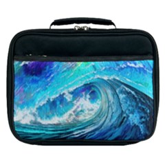 Tsunami Waves Ocean Sea Nautical Nature Water Painting Lunch Bag by Ravend