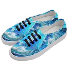 Tsunami Waves Ocean Sea Nautical Nature Water Painting Women s Classic Low Top Sneakers