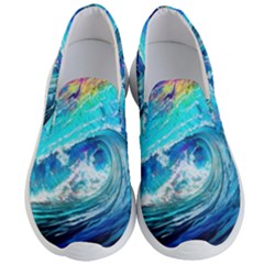 Tsunami Waves Ocean Sea Nautical Nature Water Painting Men s Lightweight Slip Ons