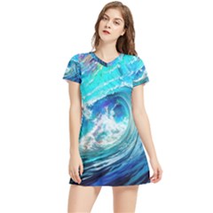 Tsunami Waves Ocean Sea Nautical Nature Water Painting Women s Sports Skirt