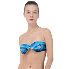 Tsunami Waves Ocean Sea Nautical Nature Water Painting Classic Bandeau Bikini Top 