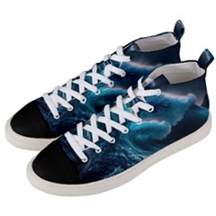 Tsunami Waves Ocean Sea Water Rough Seas 4 Men s Mid-top Canvas Sneakers