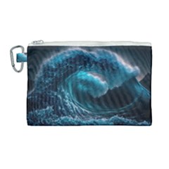 Tsunami Waves Ocean Sea Water Rough Seas 4 Canvas Cosmetic Bag (large)
