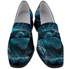 Tsunami Waves Ocean Sea Water Rough Seas 4 Women s Chunky Heel Loafers by Ravend