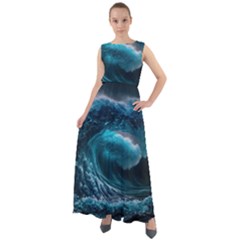 Tsunami Waves Ocean Sea Water Rough Seas 4 Chiffon Mesh Boho Maxi Dress