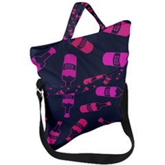 Wine Wine Bottles Background Graphic Fold Over Handle Tote Bag