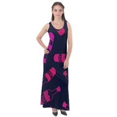 Wine Wine Bottles Background Graphic Sleeveless Velour Maxi Dress