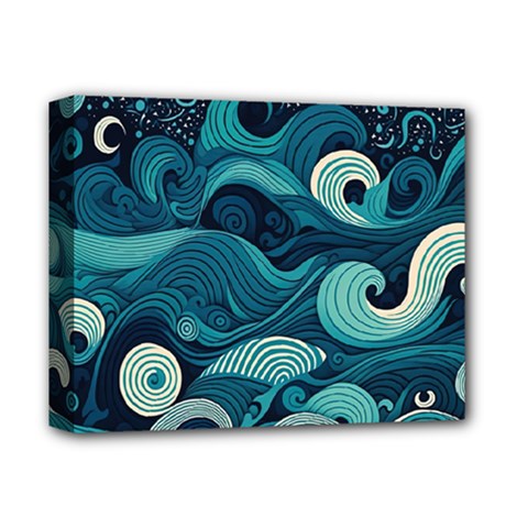 Waves Ocean Sea Abstract Whimsical Abstract Art Deluxe Canvas 14  X 11  (stretched)