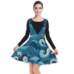 Waves Ocean Sea Abstract Whimsical Abstract Art Plunge Pinafore Dress by Ravend