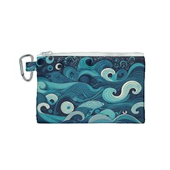 Waves Ocean Sea Abstract Whimsical Abstract Art Canvas Cosmetic Bag (small)