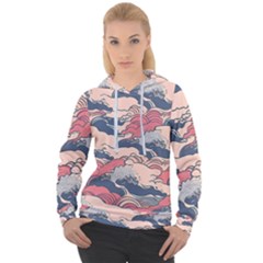 Waves Ocean Sea Water Pattern Rough Seas Women s Overhead Hoodie