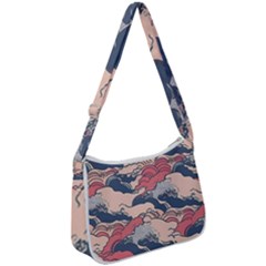 Waves Ocean Sea Water Pattern Rough Seas Zip Up Shoulder Bag