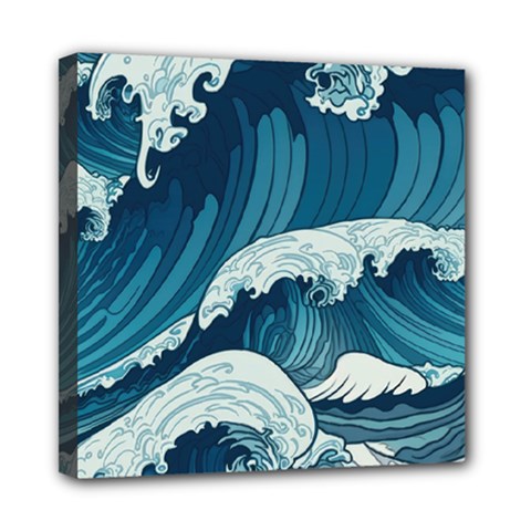 Waves Ocean Sea Pattern Water Tsunami Rough Seas Mini Canvas 8  X 8  (stretched)