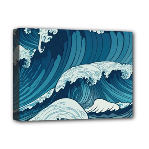 Waves Ocean Sea Pattern Water Tsunami Rough Seas Deluxe Canvas 16  X 12  (stretched) 