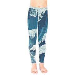 Waves Ocean Sea Pattern Water Tsunami Rough Seas Kids  Leggings