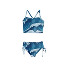 Waves Ocean Sea Pattern Water Tsunami Rough Seas Girls  Tankini Swimsuit