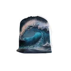 Tsunami Waves Ocean Sea Water Rough Seas Drawstring Pouch (medium)