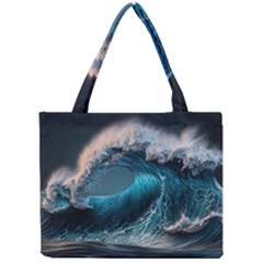 Tsunami Waves Ocean Sea Water Rough Seas Mini Tote Bag by Ravend