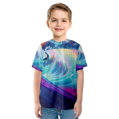 Waves Ocean Sea Tsunami Nautical Nature Water Kids  Sport Mesh Tee by Ravend