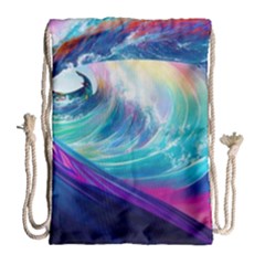 Waves Ocean Sea Tsunami Nautical Nature Water Drawstring Bag (large)