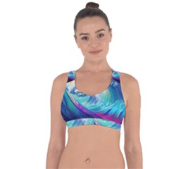 Waves Ocean Sea Tsunami Nautical Nature Water Cross String Back Sports Bra