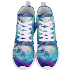 Waves Ocean Sea Tsunami Nautical Nature Water Women s Lightweight High Top Sneakers