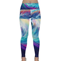 Waves Ocean Sea Tsunami Nautical Nature Water Lightweight Velour Classic Yoga Leggings