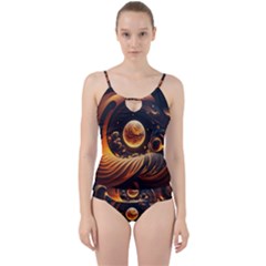 Ai Generated Swirl Space Design Fractal Light Abstract Cut Out Top Tankini Set