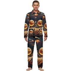 Ai Generated Swirl Space Design Fractal Light Abstract Men s Long Sleeve Velvet Pocket Pajamas Set