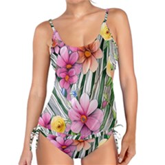 Beautiful Big Blooming Flowers Watercolor Tankini Set by GardenOfOphir