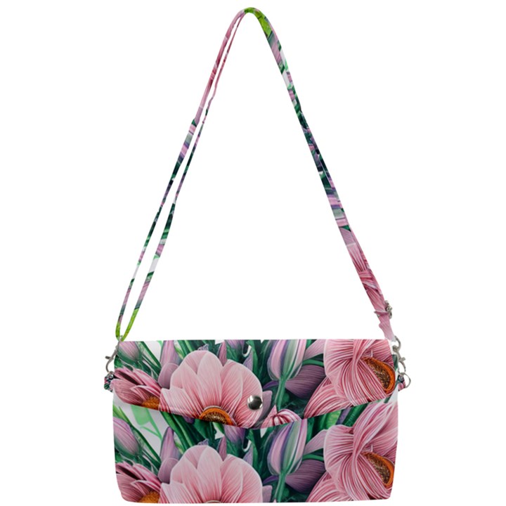 Azure Watercolor Flowers Removable Strap Clutch Bag