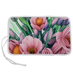 Azure Watercolor Flowers Pen Storage Case (m) by GardenOfOphir