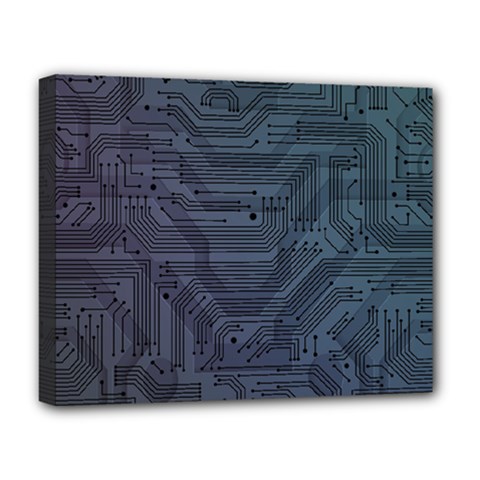 Circuit Board Circuits Mother Board Computer Chip Deluxe Canvas 20  X 16  (stretched) by Ravend